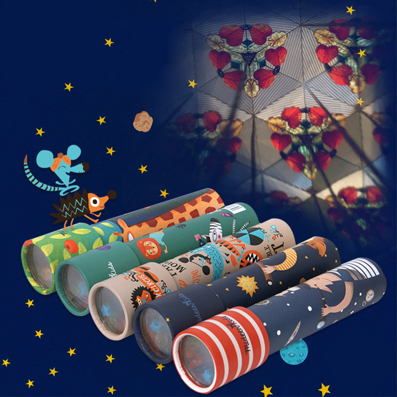 1pcs Interactive Toys Imaginative Cartoon Animals 3D Kaleidoscope Paper Card Kaleidoscope Colorful World Toys Kids Gifts