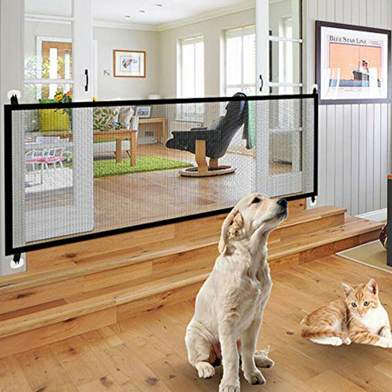 New Magic Dog Gate Fences Portable Folding Breathable Mesh Pet Barrier Pet Separation Guard Isolated Dogs Baby Home Safety Fence