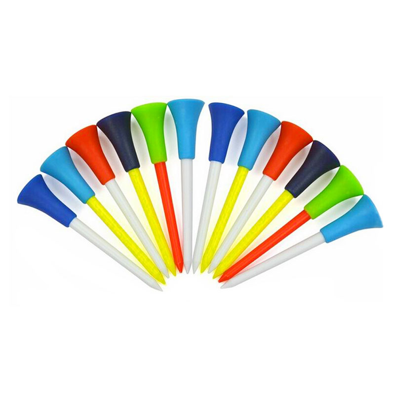 Hot 50pcs Golf Tools 83mm Plastic Golf Tees Rubber Cushion Professional Multicolor