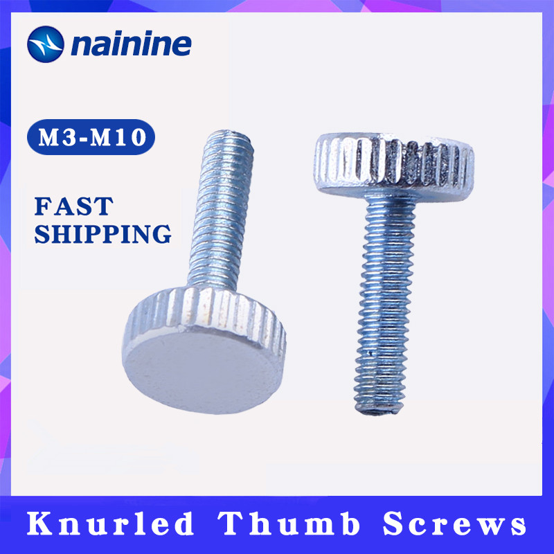 GB835 M3 M4 M5 M6 M8 M10 Knurling Flat Head Knurled Thumb Screw Hand Tighten Computer Screws DIN653 B023