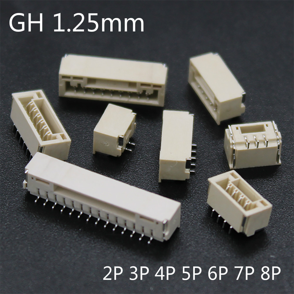20PCS/LOT GH 1.25mm lying with lock connector SMT Horizontal 2P 3P 4P 5P 6P 8P JST A1257