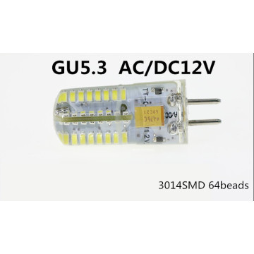 Energy saving Efficient LED GU5.3 12V Silica gel led g5.3 AC12V LED GU5.3 AC12V LED G5.3 DC12V 3014 64beads Replace halogen bulb