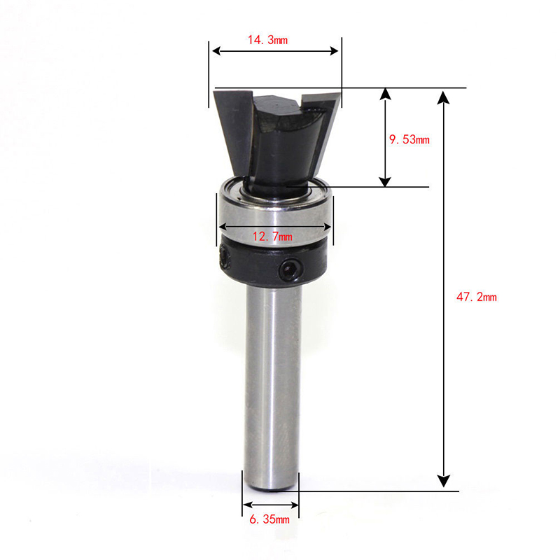 New 10 Degree 1/4" Carbide Dovetail Joint Router Bit with Bearing Woodworking Cutter Tool For Home Accessories