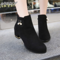 Plus velvet booties female 2020 winter new suede single boots highheeled bare boots Pointed fashion boots matte women boots tide