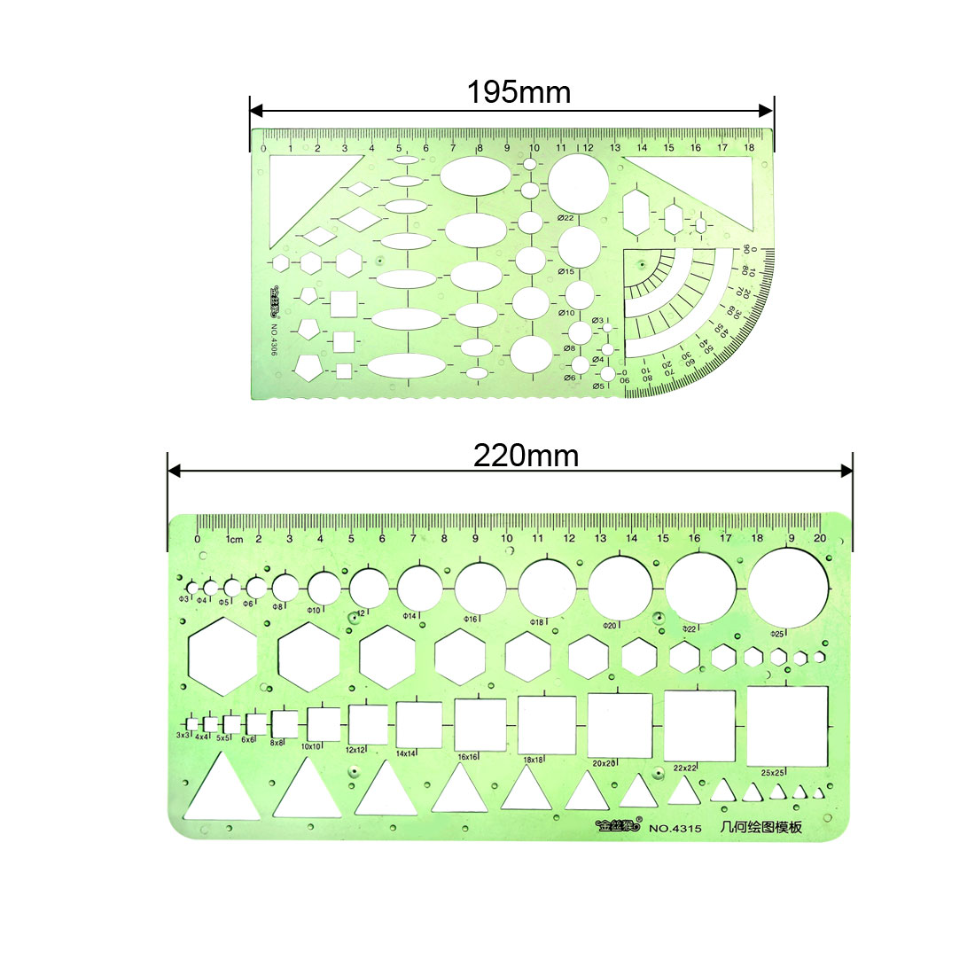 uxcell 11pcs Geometric Drawing Template Measuring Ruler Plastic 18cm 20cm for Drawing Art Design and Building Formwork