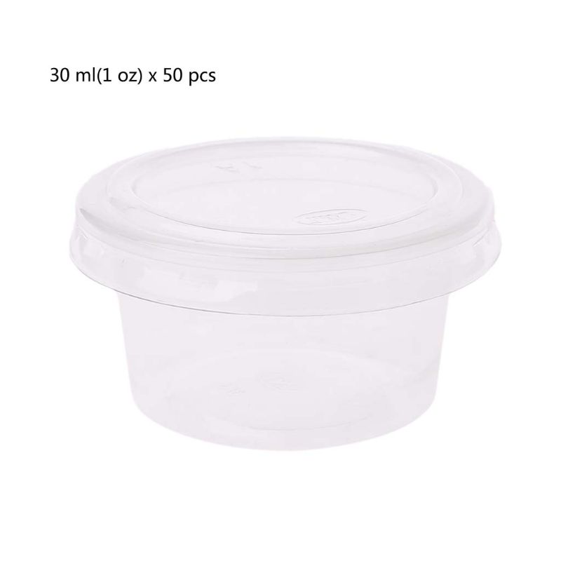 50Pcs Disposable Cups Set Of 30ml/1 oz Sauce Pot Container Jello Shot Cup Slime Storage With Lid For Ketchup X4YD