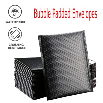 50Pcs Black Poly Bubble Mailer Bubble Mailers Padded Envelopes for Gift Packaging Lined Poly Mailer Self Seal 13 x 18cm Bag
