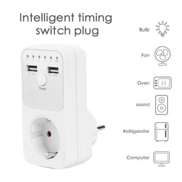 ALLOYSEED Dual USB EU Plug Timing Socket Timer Switch Countdown Outlet Controller Smart Home Wall Table USB Charger Adapter Plug