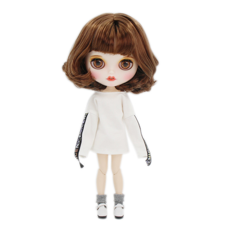 ICY DBS Blyth Doll For Series No.BL9158 Brown hair Open Mouth with teeth Carved lips Matte face Joint body 1/6 bjd