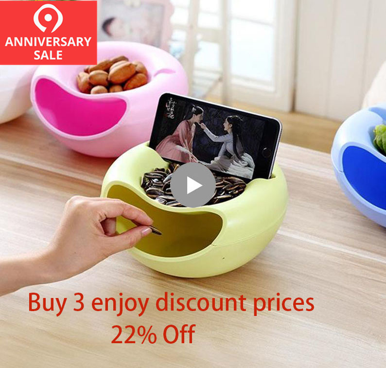 Creative Lazy Fruit Dish Snacks Nut Melon Seeds Bowl Double Layer Plastic Candy Plate Peels Shells Storage Tray Desk Home Decor