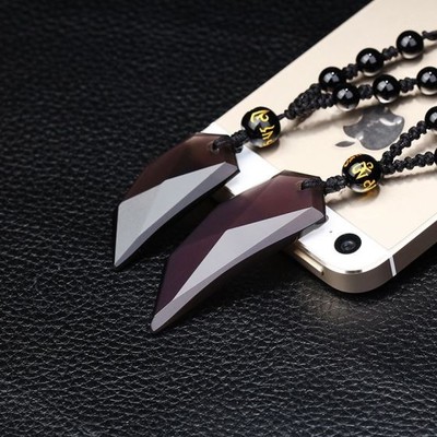 2019 new natural ice Obsidian wollastonite pendant men's wollastonite hook student couple pendant accessories