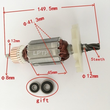 Rotory hammer drill rotor 5teeth for 26mm electric hammer armature motor 26 drill rotor power tool accessories good quality