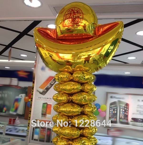 New year Start business Event party supplies Store decoration Gold ingot Aluminum foil balloons Giant size 94*90cm wholesale