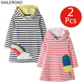 SAILEROAD 2pcs Girls Hoodies Dress for Kids Clothes Ice cream Strawberry Children Long Sleeve Hooded Dress Cotton Baby Clothing