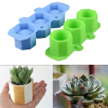 Silicone Pot Molds Form Arts Craft Polygonal Cup Moulds DIY Succulent Flowerpot Clay Plaster Gypsum Mold 3 Holes Concrete Mould