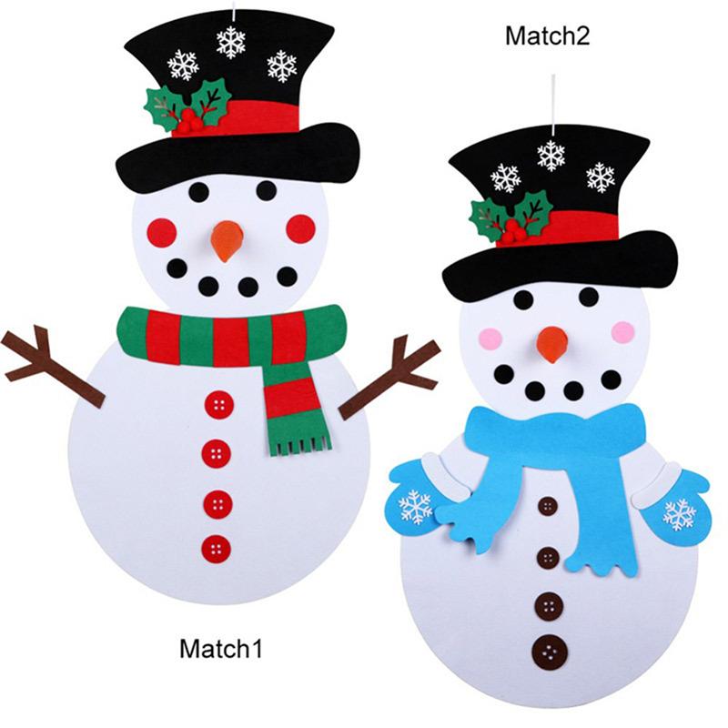1 Set Cartoon Non-Woven Fabrics Christmas Snowman Felt DIY Craft Christmas Decorations Ornaments Pendant No Glue