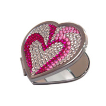 crystal rhinestone heart shaped pocket mirror