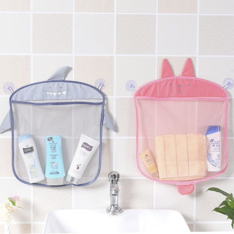 Baby bathroom mesh bag Sucker Design for bath toys bag kids basket cartoon animal shapes cloth sand toys storage Net Bag