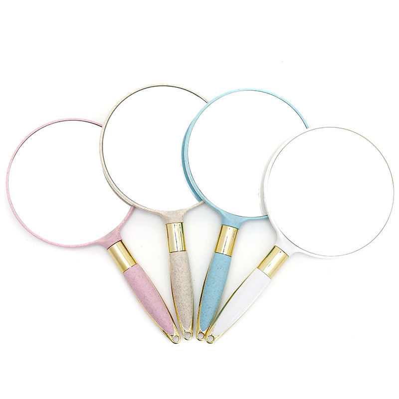 Vanity Mirrors Plastic Wood Round/Teeth/Rectangle?Shaped Makeup Mirrors Hand Mirrors Cosmetics Held For Ladies Beauty Dresser