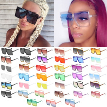 Wholesale 40 Colors One Piece Oversized Square Sunglasses For Women 2021 Luxury Brand Black Sun Glasses Female Big Shades Bulk