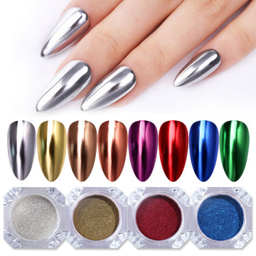 Mirror Nail Powder Colorful Gold Champagne Silver Purple Pink Metal Effect Nail Glitter Dust