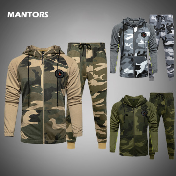 2020 Men Sportswear Camouflage Tracksuit Two Piece Set Brand Men's Sweatshirt Sets Military Hoodies Pants Track Suit Euro Size