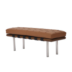 Classic Indoor Barcelona Bench in Brown Leather