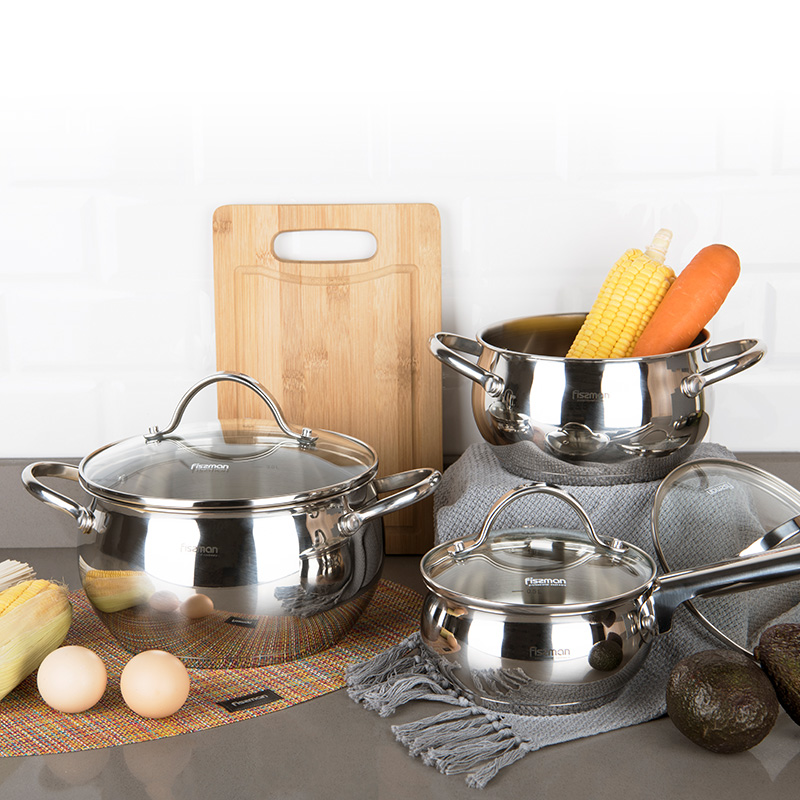 FISSMAN MARTINEZ Series Stainless Steel Cookware Set with Glass Lid Induction Bottom