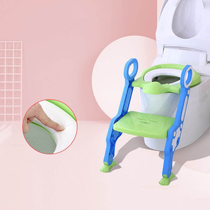 Folding Baby Potty Infant Kids Toilet Training Seat 2 Adjustable Levels Ladder Toilet Training With 2cm Thicken Soft Cushion