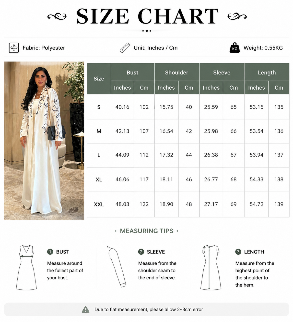 Elegant Embroidered Lapel Collar Abaya Cardigan