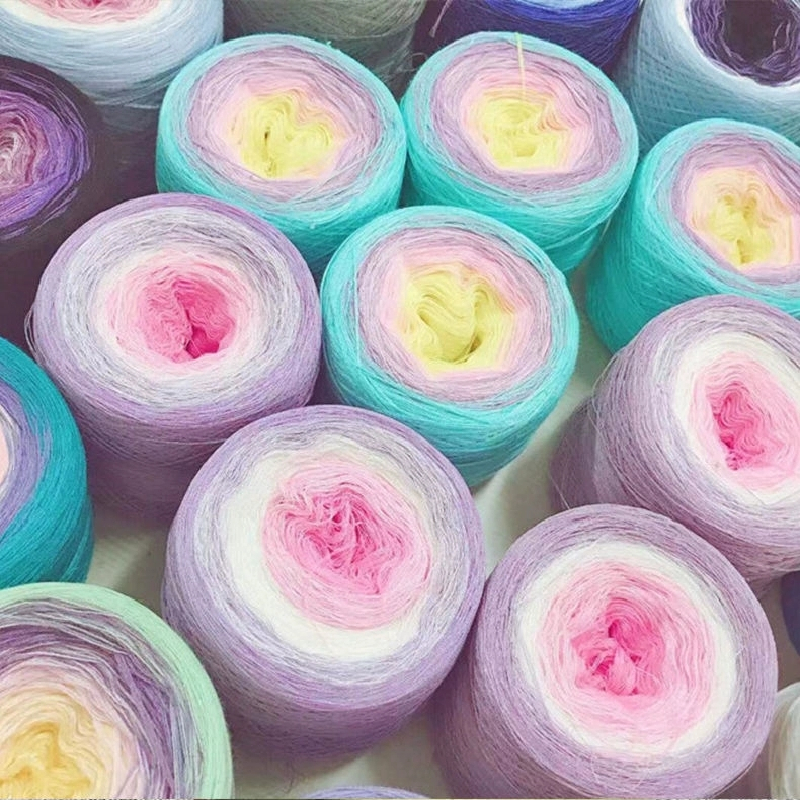 300g 100% Organic Cotton Blend Yarn spring/summer Cake yarn Gradient Color Crochet shawl blanket DIY Hand-woven Yarn XJ07