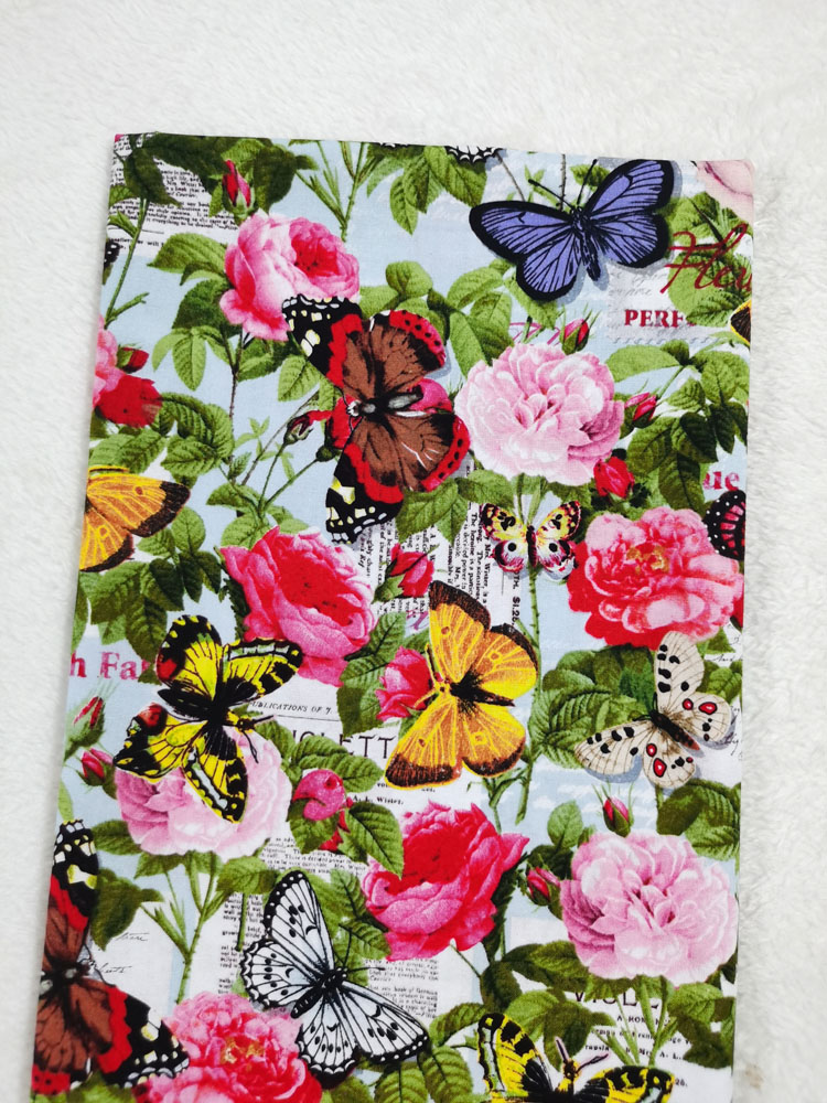 Lively Butterfly flying in blossom flower Cotton Fabric Rose Dramatic Printing Colorful Patchwork Textile Tissue Decor Home