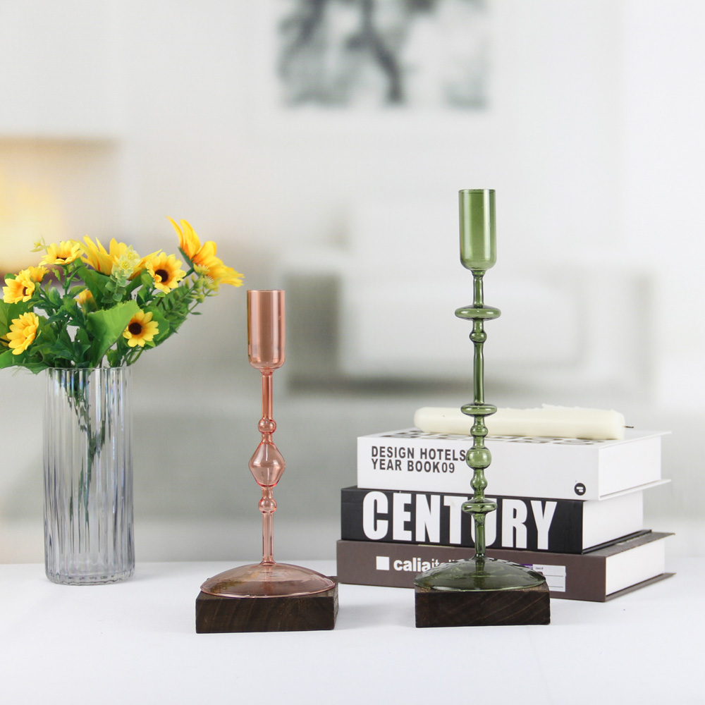 Tall Glass Candlestick Holders