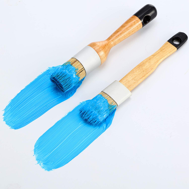 Chalk and Wax Brushes Include Flat and Round Chalked Paint Brush with Bristles, Multi-Use Brushes(4 Pieces)