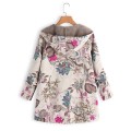 Hot Women Winter Warm Floral Hooded Jacket Flower Print Hoody Vintage Oversize Coats Winter Padded Jacket Women Parkas Fashion