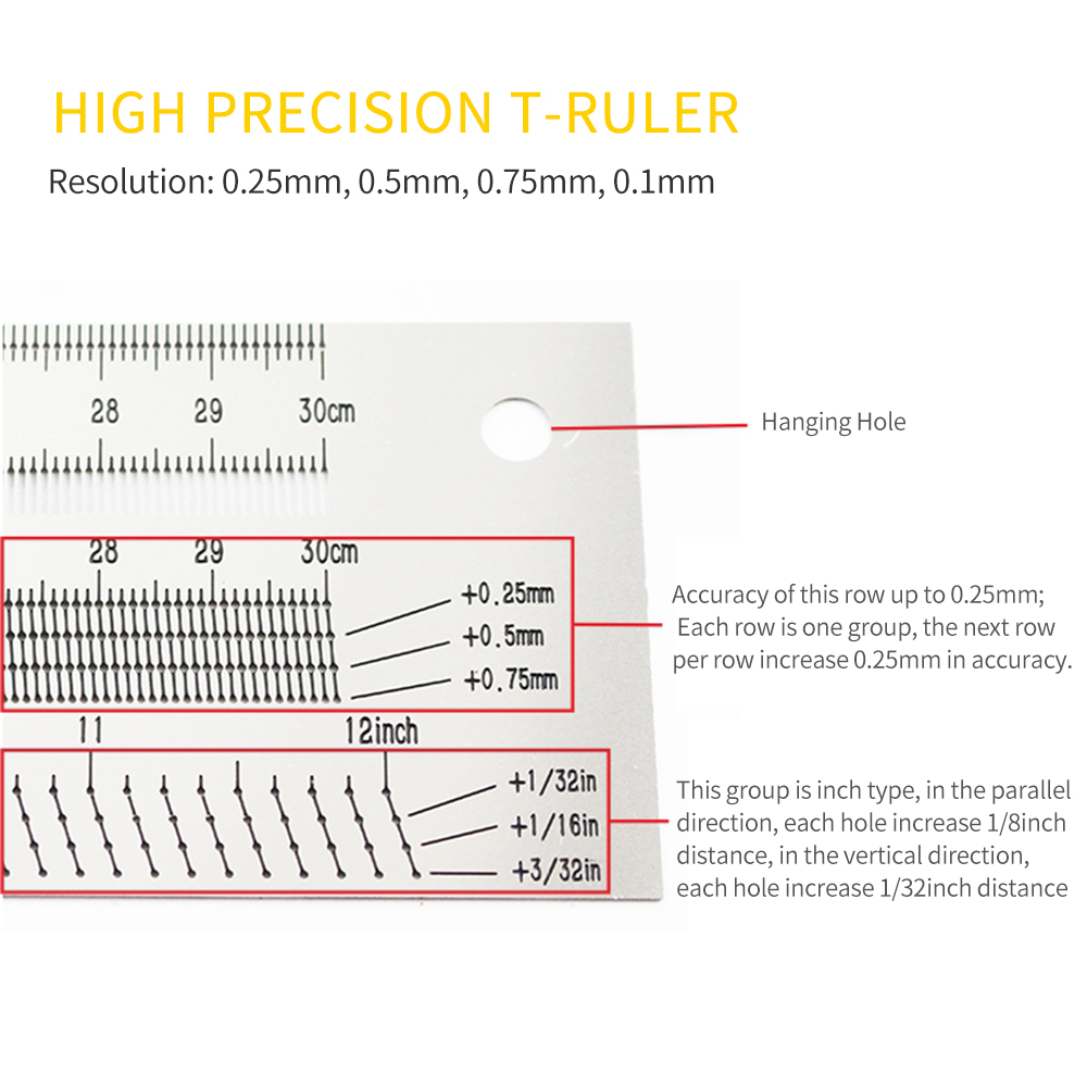 High Precision Metric T-type Woodwork Scribbling Marking Stainless Line Gauge Carpenter Measuring Tool with Mechanical Pencil