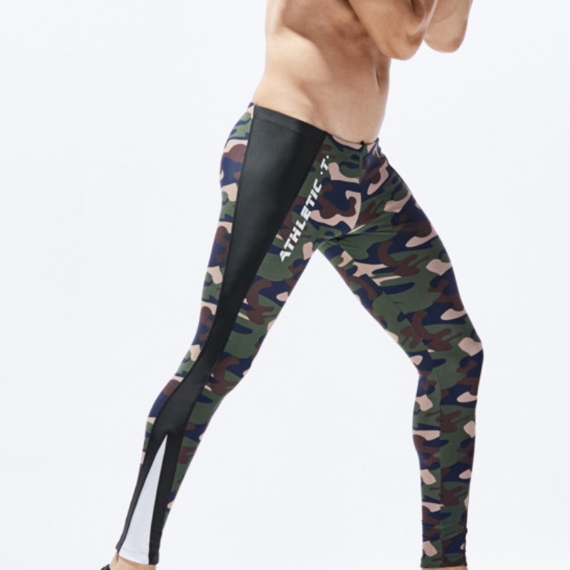 Camo Running Tights Men Compression Pants Mens Leggings Sport Workout Yoga Training Leggins Sportswear Tight Trousers For Man