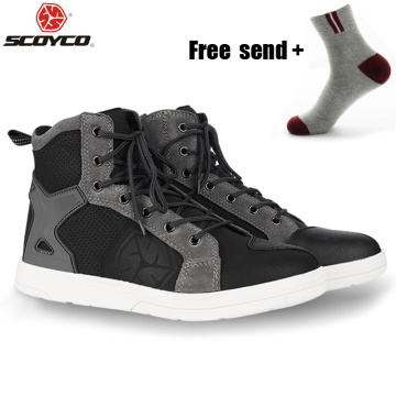 SCOYCO Motorcycle Shoes Anti-skip Shockproof Protective Touring Casual High Ankle Moto Riding Waterproof Boots T-035 / T-040