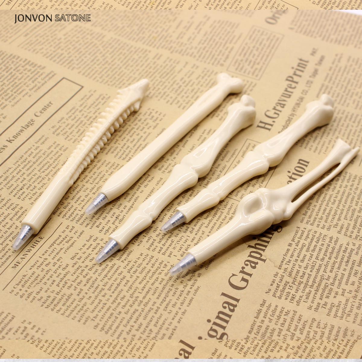 Jonvon Satone 100 Pcs Wholesale Bone Pen Ball Pens Monster Toy Ballpoint Pen Stationery School Supplies Office Accessories Stylo