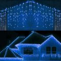 Christmas Street Garland 4-12M LED Icicle Curtain Lights Constant Bright Fairy Lights Outdoor Party Garden Window Home Decortion