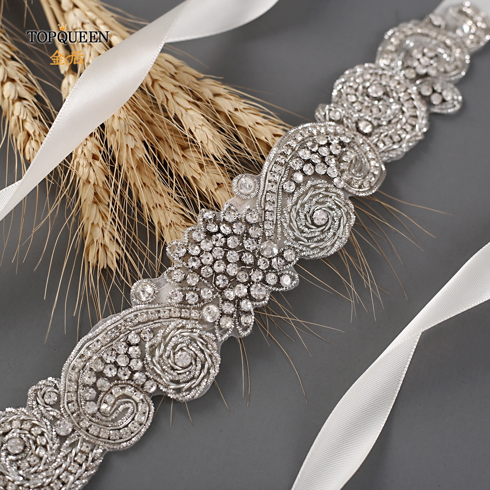 TOPQUEEN S366 Royal Medal Craft Bride Belt India Lace Bridal Belts Hand Made Wedding Sash Belt Beads Belt for Wedding Dress