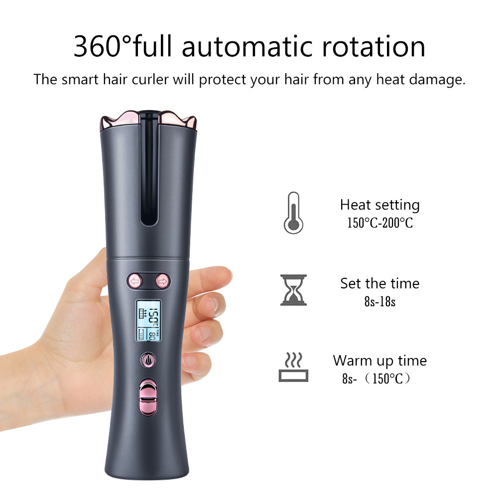 Automatic Hair Curler USB Charging Curling Iron Wireless LCD Digital Display Hair Curlers Rollers Machine Curling Irons Crimper