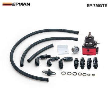 Racing Adjustable Fuel Pressure Regulator Gauge Kit Black + Black Fittings With Oil Line For BMW MINI Cooper R53 EP-7MGTE