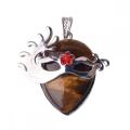 Natural Crystal Mask Pendant (Silver) Amethyst Quartz Gemstone Fox Dancing Masks Chakra Healing Point