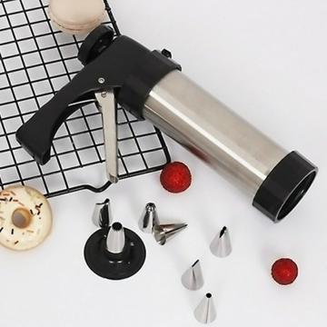 Stainless Steel Cookie Press Kit Gun Machine Breads Biscuit Maker Cake Decorating Tools Maker with 7 Nozzles 13 Pressing discs