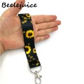 1set Sunflowers Wristlet Neck Strap Lanyard keychain Mobile Phone Strap ID Badge Holder Rope Key Chain Keyrings Accessories Gift