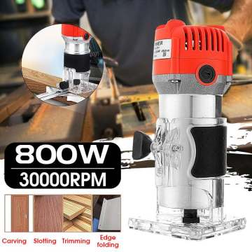 800W 220V 30000RPM Electric Hand Trimmer Wood Router Laminate 6.35mm Durable Motor DIY Carving Machine Woodworking Power Tool