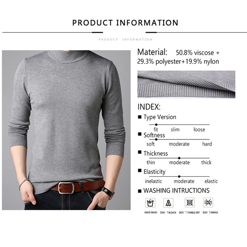 TFETTERS Men Brand Sweater Autumn slim Sweaters Men Casual Solid Color Turtelneck Sweater Youth Knitwear Plus Size M-4XL