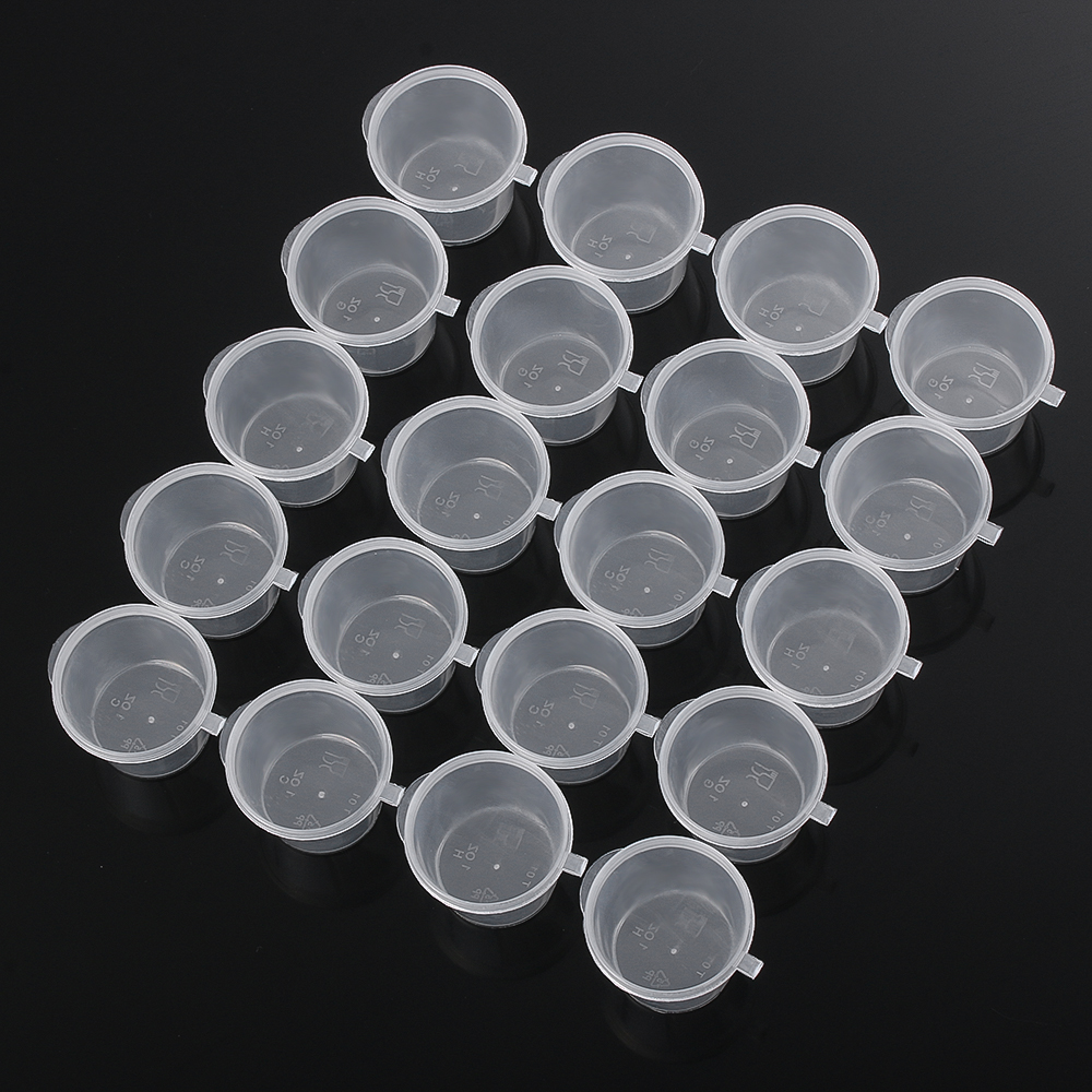 25Pcs 25/27/45ml Disposable Plastic Takeaway Sauce Cup Reusable Containers Food Box with Hinged Lids Small Pigment Paint Box