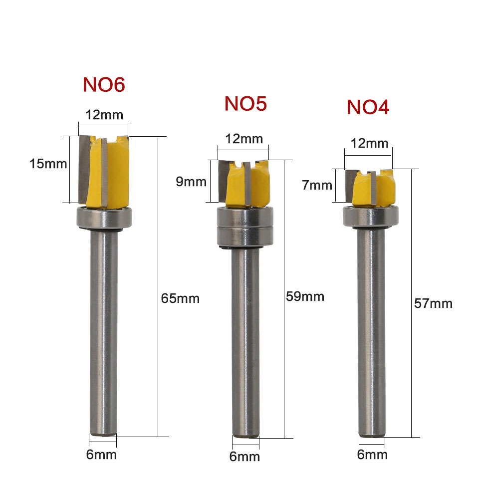 1PC 6mm Shank Template Trim Hinge Mortising Router Bit Straight end mill trimmer cleaning flush trim Tenon Cutter forWoodworking